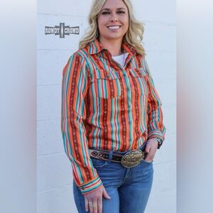 Rowdy Crowd Clothing Women's Button Up Southwest Cowboy Shirt Size S